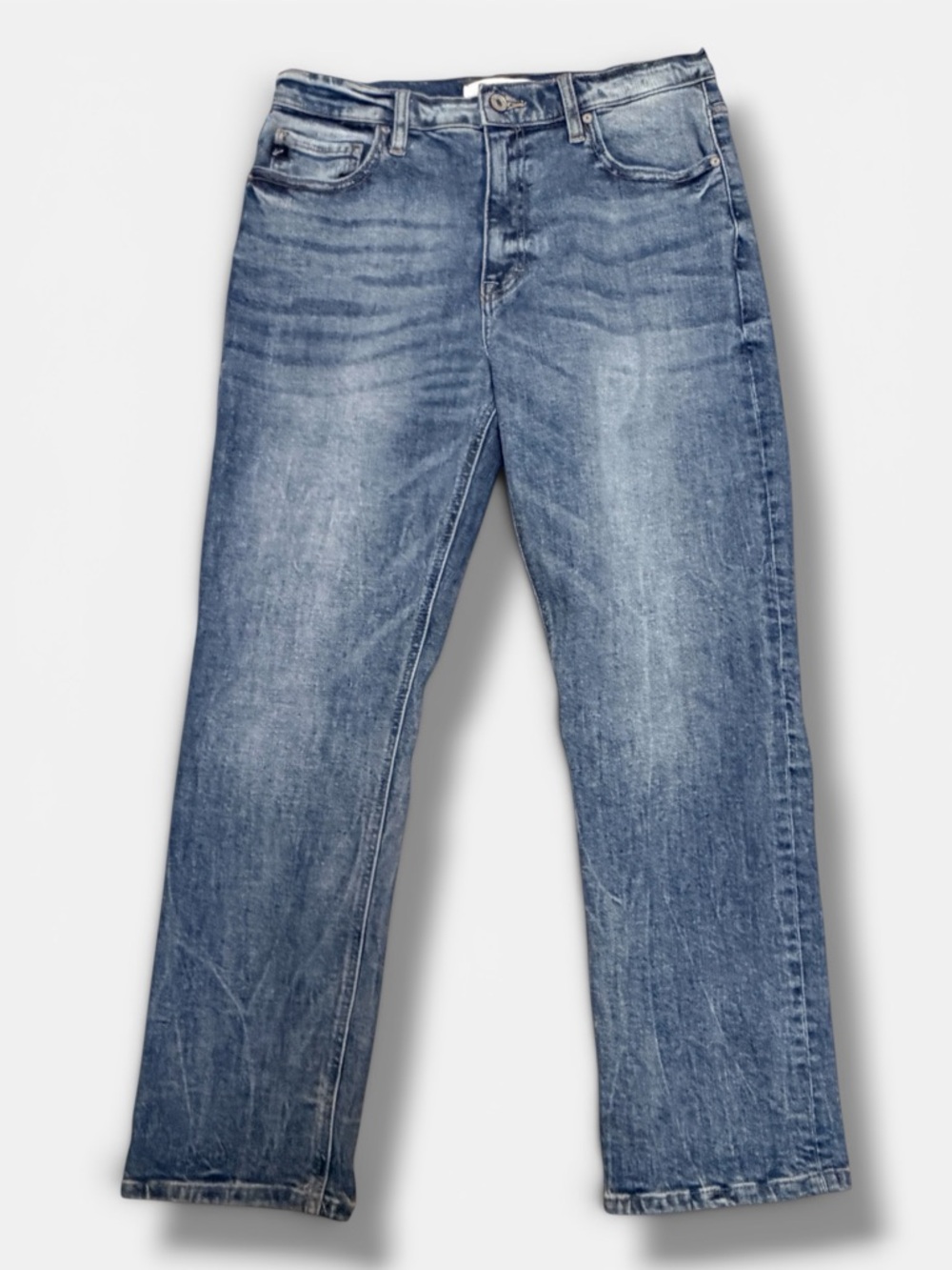 KanCan Straight Leg Jeans Distressed Medium Wash Stretch Denim Women’s Size 9/28